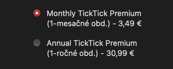 Cena za TickTick